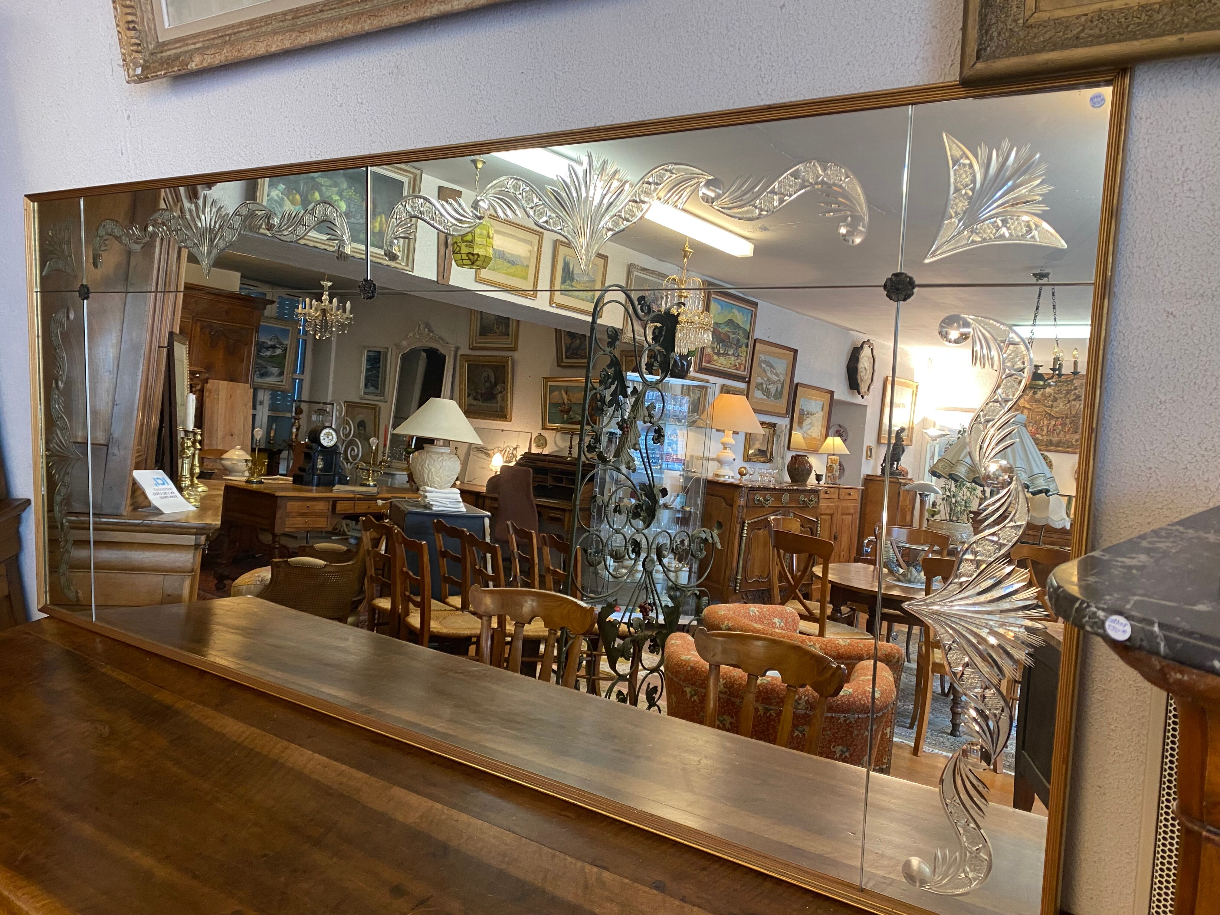 Brewery mirror, hollow engraved glass, perfect condition