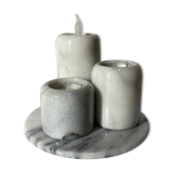 Set of 4 Retro Marble Candleholders | 3 Candleholders & 1 Marble Tray | Vintage Marble Decoration