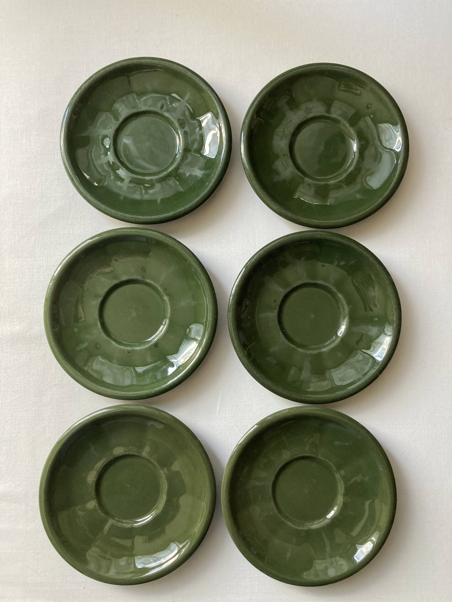 Vintage Bistro Coffee / Espresso / Moka Green Cups and Saucers