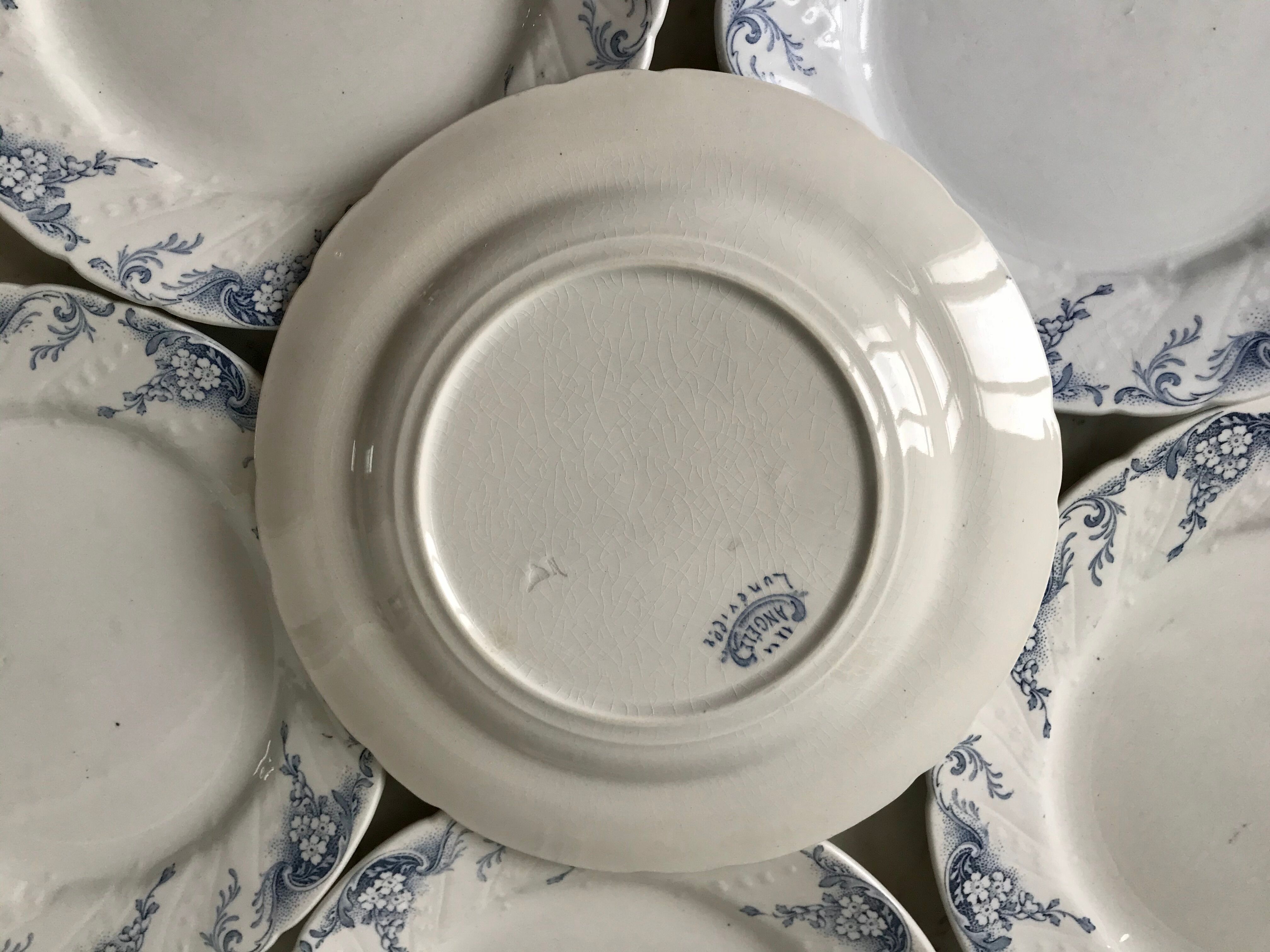 set of 6 flat plates in Iron Earth K&G Lunéville model "Angèle" late 19th century