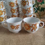 Ensemble 11 tasses à café, sucrier et pichet à lait Wunsiedel Bavaria vintage