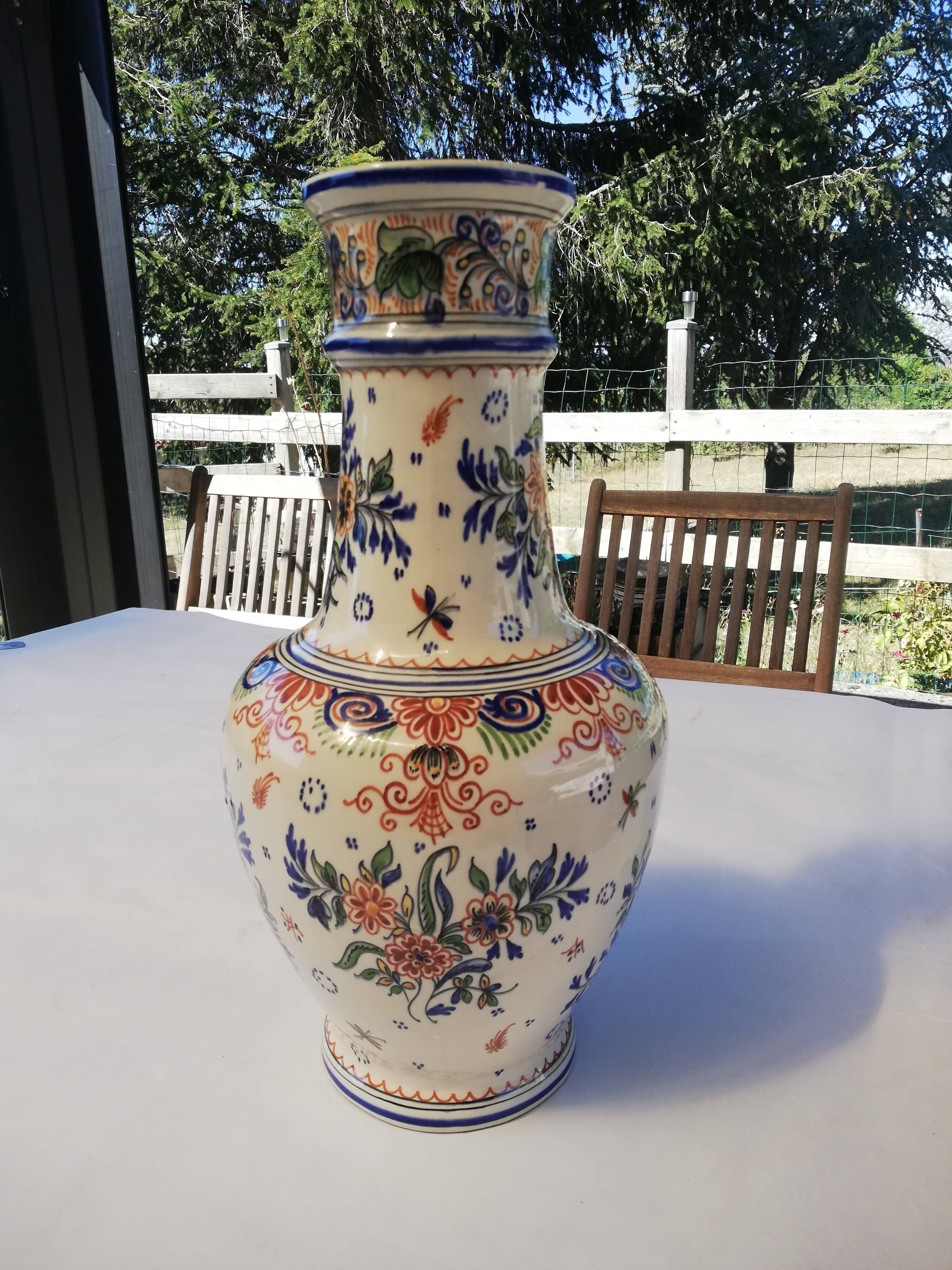 Large old ceramic vase signed
