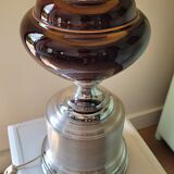 Lamp in chrome and brushed aluminum and porcelain year 70
