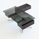 Bureau d'angle exécutif Abbondinterni en acajou et verre, Italie, 1970