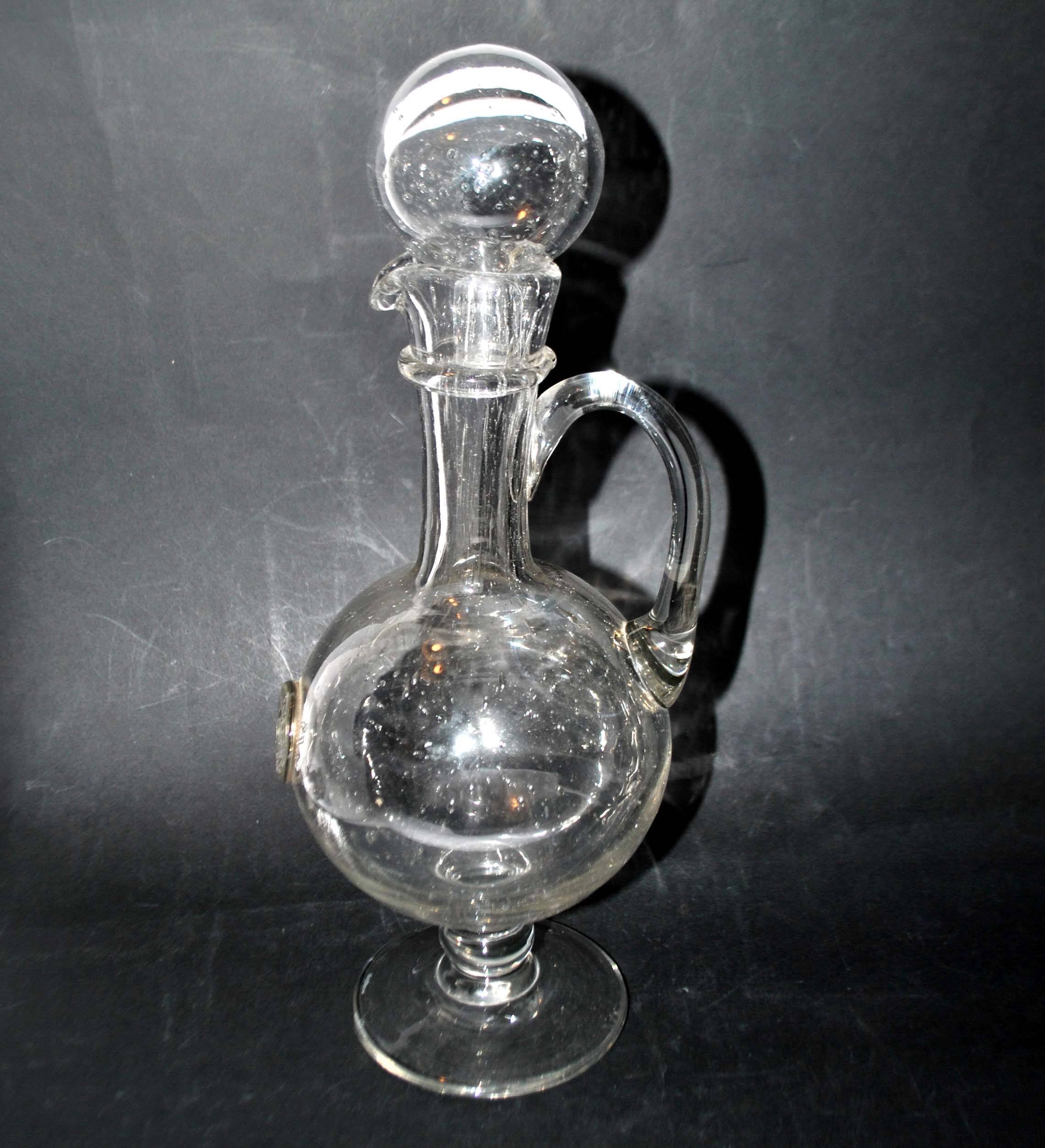 Vintage pitcher carafe in bubble-blown glass from Biot glassworks? H. 34cm