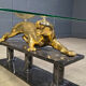 Brass and marble jaguar coffee table, 1970s