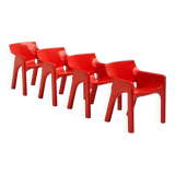Set of 4 red "Gaudi" armchairs by Vico Magistretti for Artemide