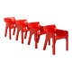 Set de 4 fauteuils "Gaudi" rouges de Vico Magistretti pour Artemide