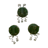 3 appliques "ressorts" vintage en laiton peint 2 feux