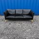 Danish vintage 3 setaer black leather sofa, 1970s
