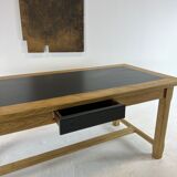 Oak farmhouse table, black top
