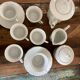 Coffee service for 6 cups, coffee pot, sugar bowl, and milk jug.