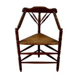 Solid Oak And Wicker Triangular Chair, 1950s