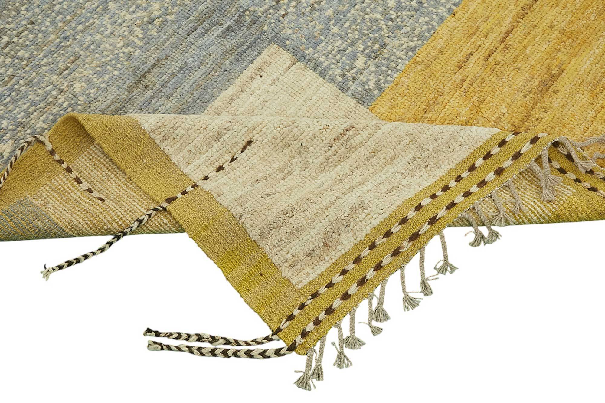 Hand-Knotted Turkish Contemporary 254 cm x 312 cm Beige Wool Carpet
