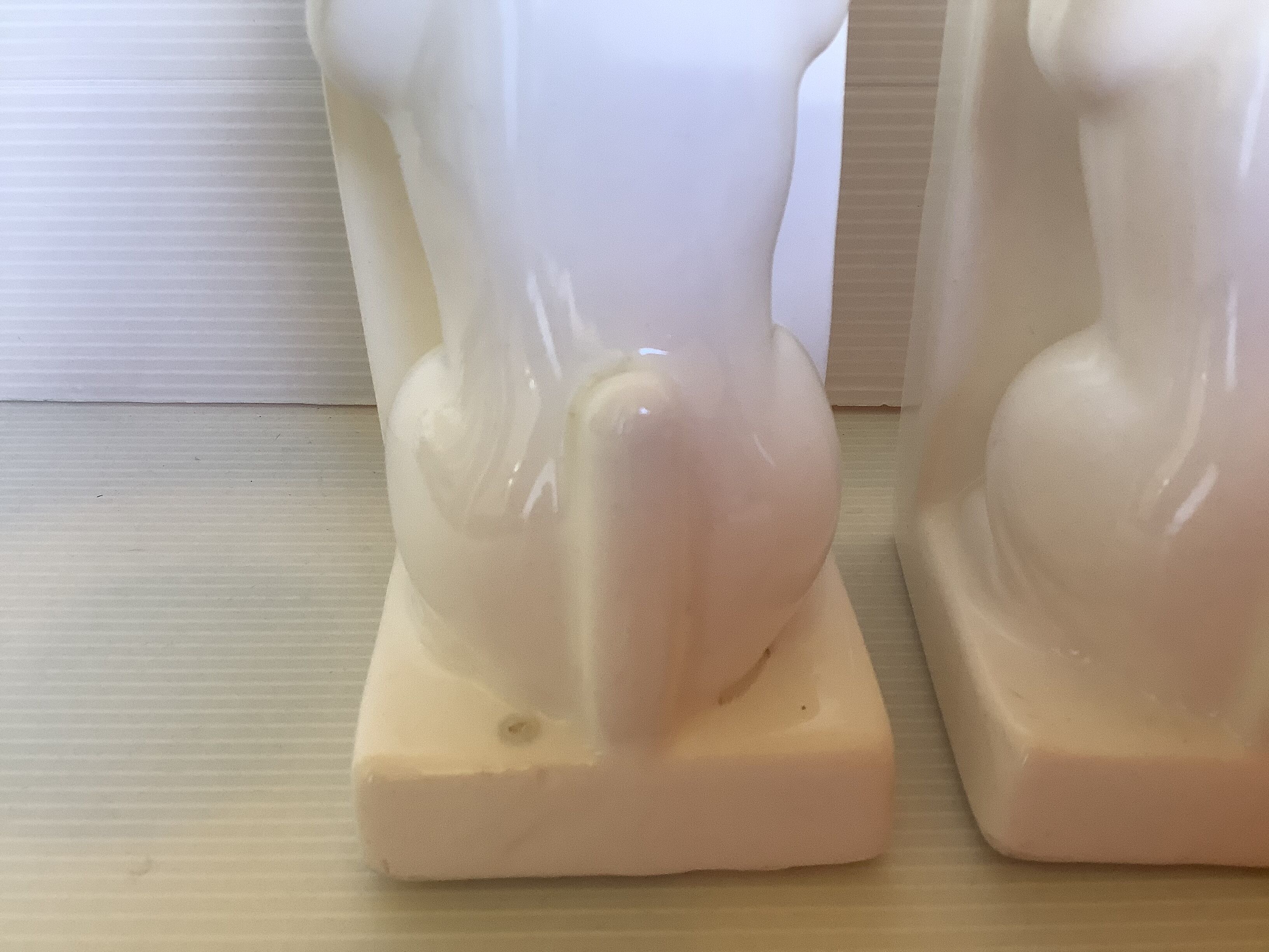 Pair of greenhouse books cats white earthenware