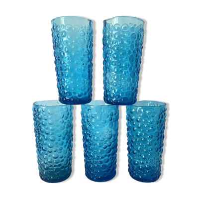 Verres tumbler en verre d'Empoli bullés