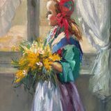 Jeune fille au bouquet de fleurs