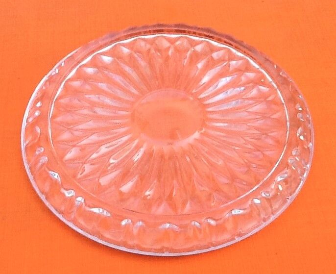 Dessous de bouteille en verre transparent et ciselé 1950
