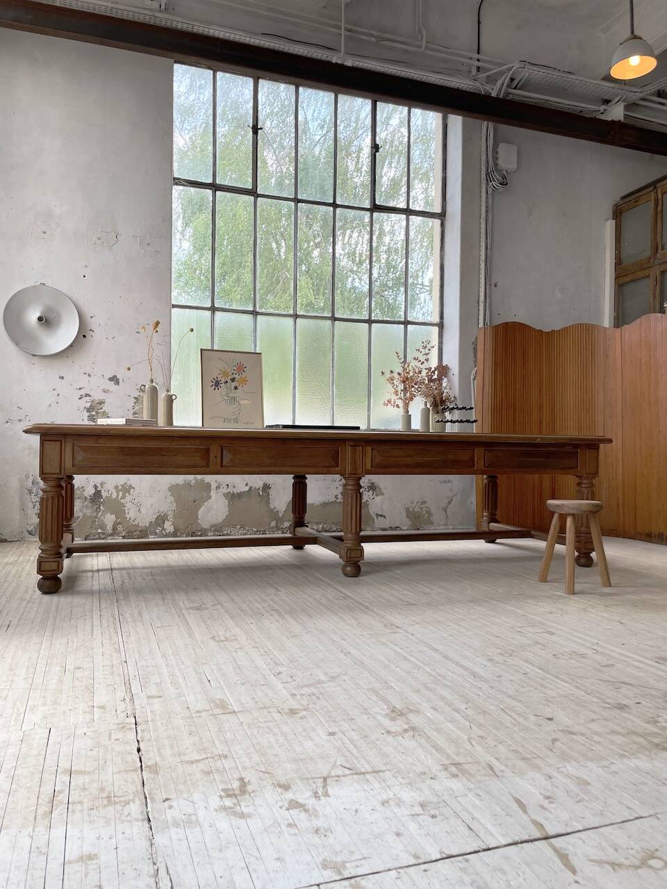 Solid walnut farmhouse castle table 1900 XXL