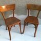 Pair of chairs old signed bistro Baumann wood curved clear vintage