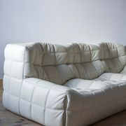 Vintage Leather Kashima Sofa in White Leather by Michel Ducaroy for Ligne Roset, 1980s