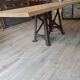 Industrial table top solid oak machine foot cast iron