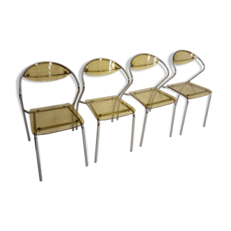 Suite de 4 chaises plexiglas 1980