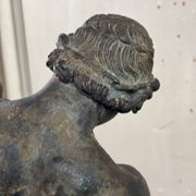 Faun with a Wineskin, Large Bronze Patina Excavated, Object from the Grand Tour, 19th Century
