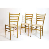 Trio of wooden chairs and rope, Italy, 1950s