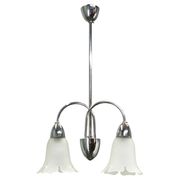 1950s Chrome and Floral Glass Chandelier by Elektroinstala Děčín