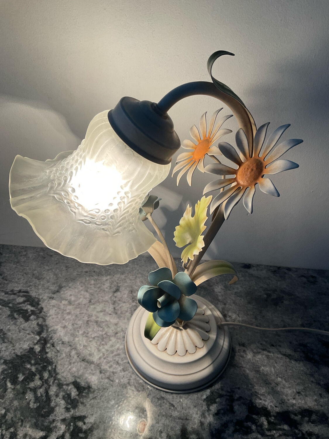 Vintage lamp in metal and glass