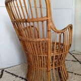 Bonacina rattan armchair, Italy, 1960s