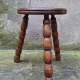 Turned wooden tripod stool