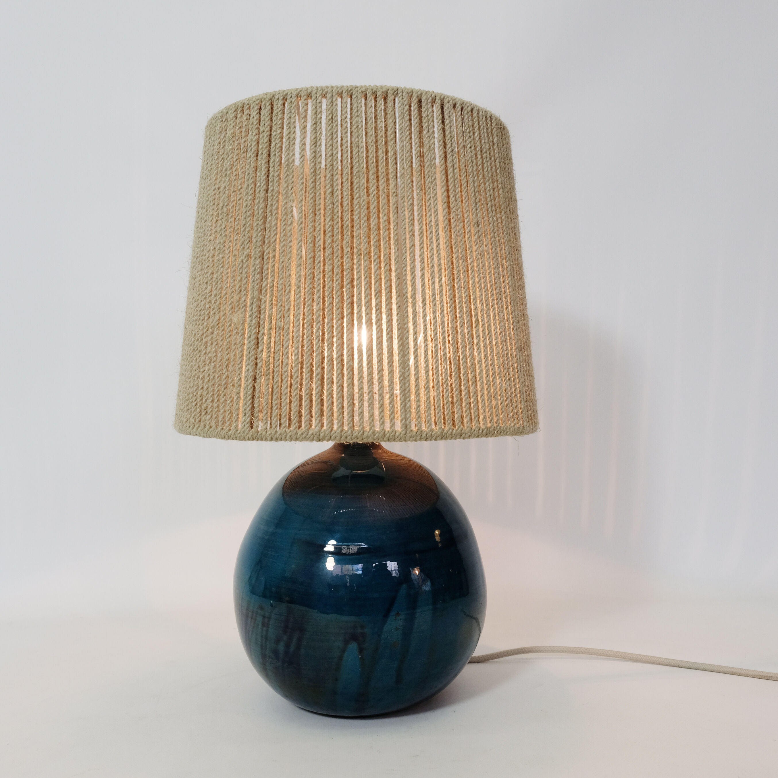 Blue glazed ceramic lamp