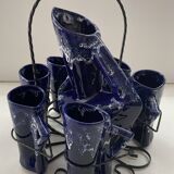 Ceramic orangeade service in ultramarine blue, workshop 59 - Vallauris -