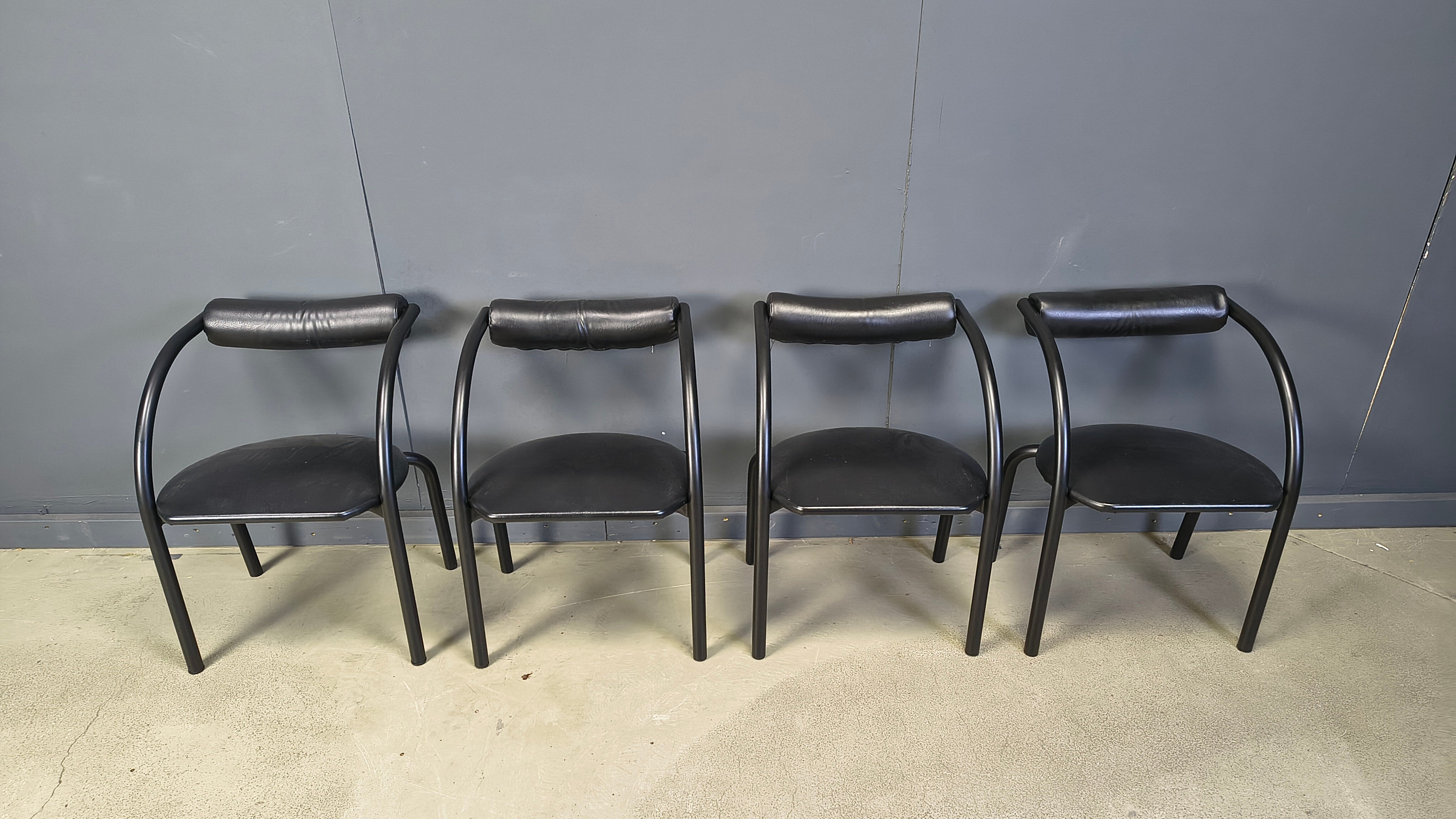Postmodern dining chairs, 1980s, set of 4