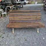 Cast iron and oak slatted garden bench