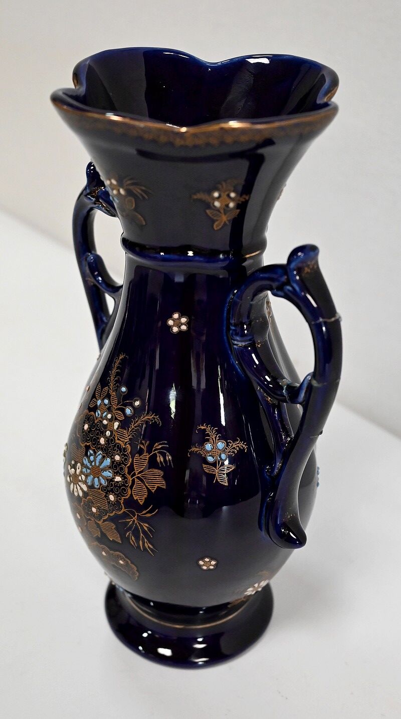Midnight blue earthenware vase, "fives lille" - early twentieth century