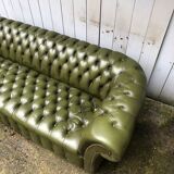 Chesterfield green leather sofa