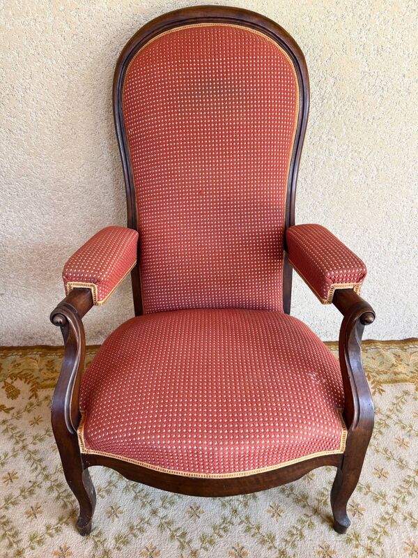Fauteuil Voltaire à crémaillère XIXem en noyer