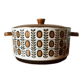 Earthenware casserole by Boch walnut model