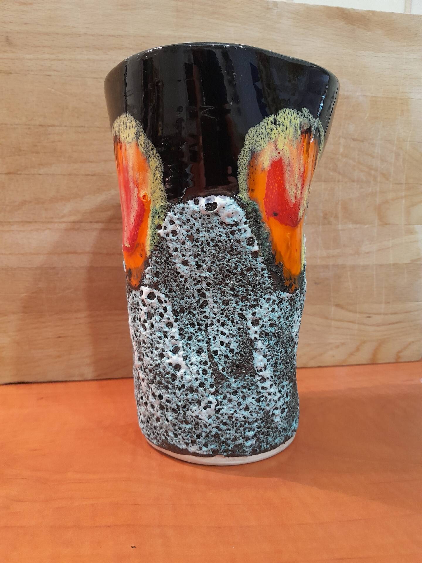 Vintage Vallauris vase "Sea Foam" Fat Lava