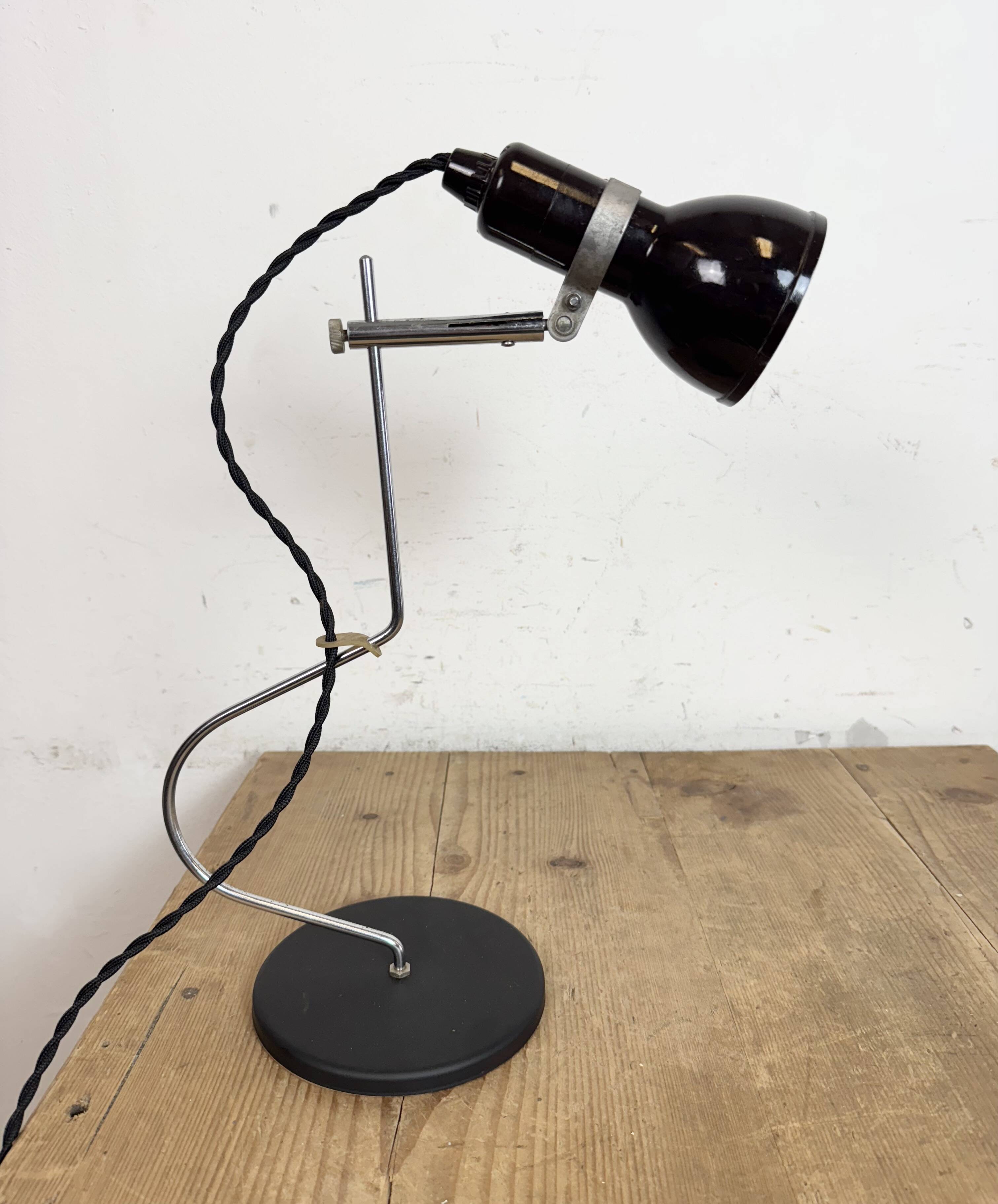 Vintage Black Bakelite Table Lamp , 1970s