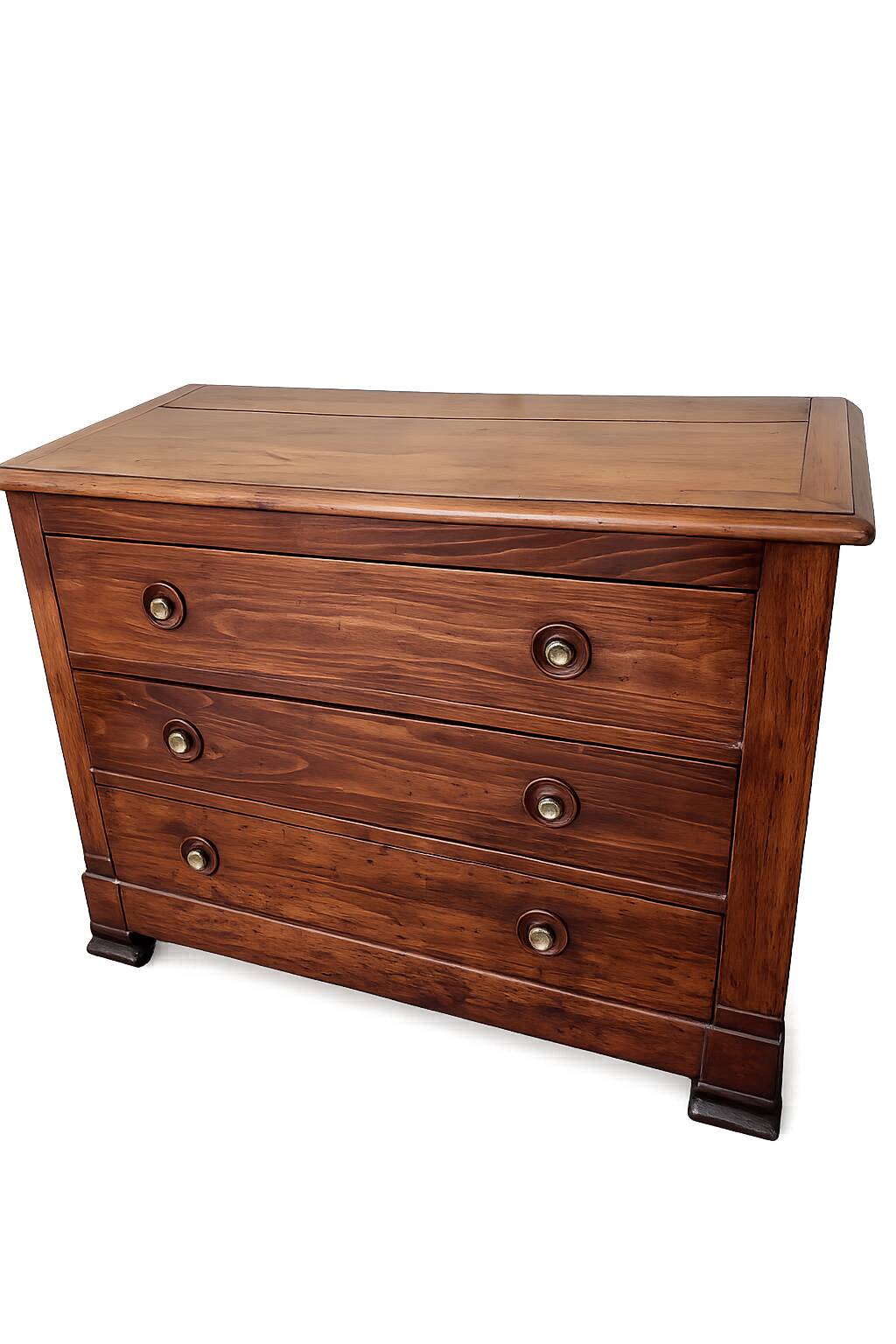 Commode de campagne ancienne en bois massif – XIXᵉ siècle – 3 tiroirs