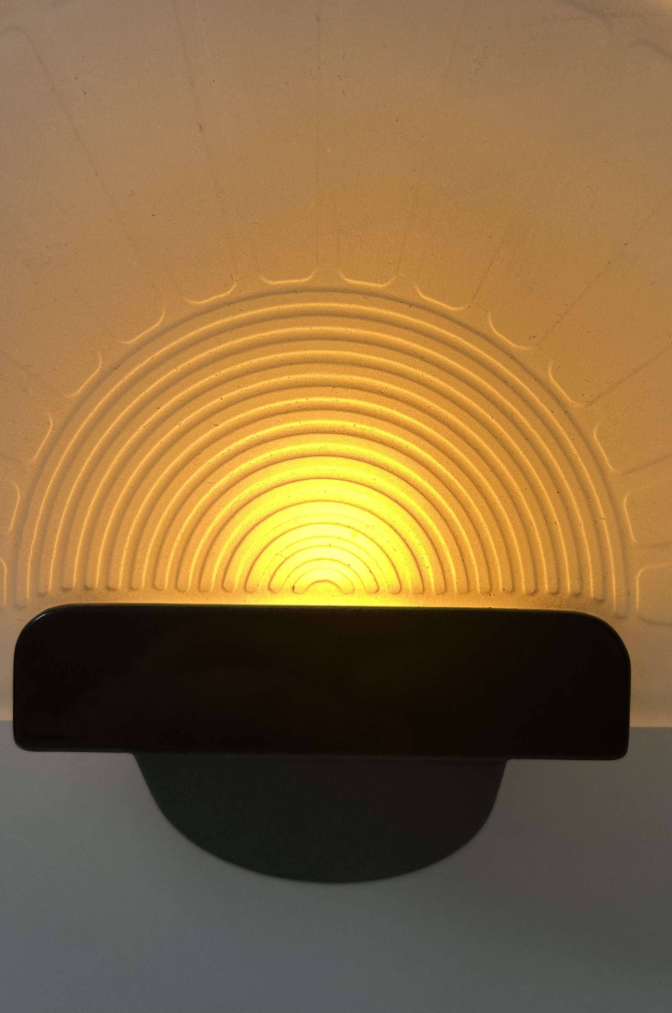 Vintage wall lamp "Diva" Ezio Didone for Arteluce, sandblasted glass and black metal, Italy 1970