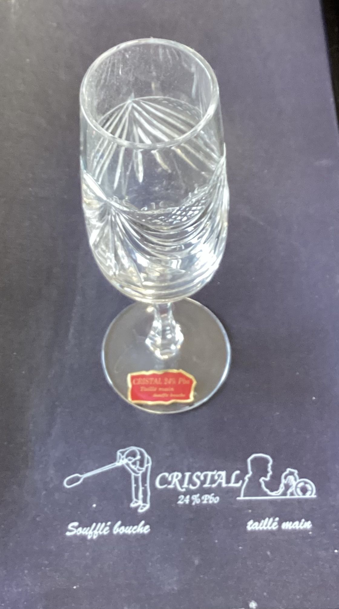 Six champagne flutes in Lorraine crystal stamped