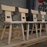 Set of 3 beech chairs 1960