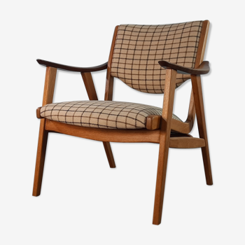 Danish Oak and Wool Chair, Mid-Century Scandinavian 1950s