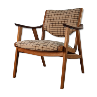 Danish Oak and Wool Chair, Mid-Century Scandinavian 1950s