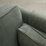 Mid-Century Cherry Wood Three-Seater Sofa